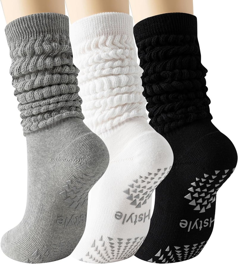 Hstyle Grip Pilates Socks for Women, Slouch Scrunch Yoga Barre Socks for Hospital Workout - Image 1